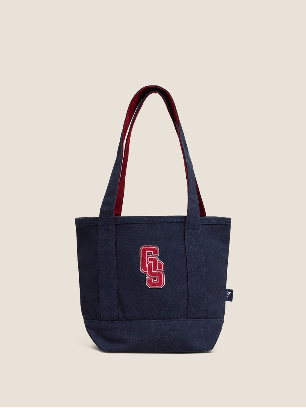 NWT Gymshark Navy Collegiate Mini Tote Bag with Red Trim and GS Logo